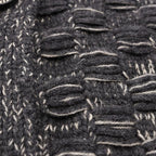 Chanel CC Logo Button Knit Cashmere Coat Gray White