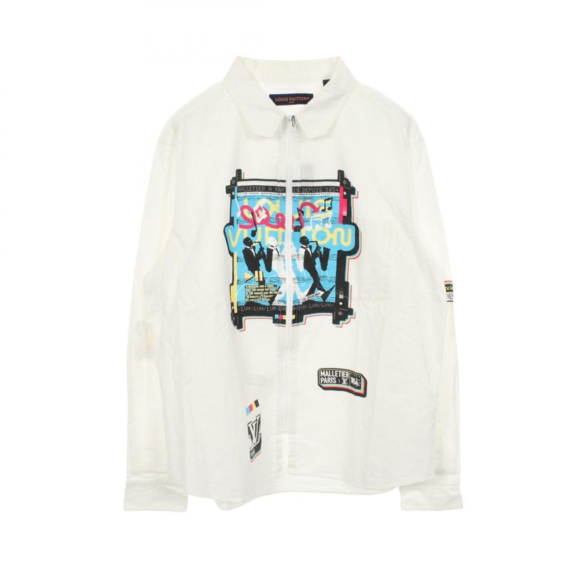 Louis Vuitton Animation Technical Zip Up Shirt Rm9 Jacket White Multi-color