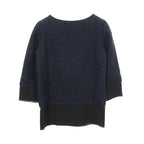 Chanel CC Logo Button Fabric Cashmere Top Shirt Navy Black