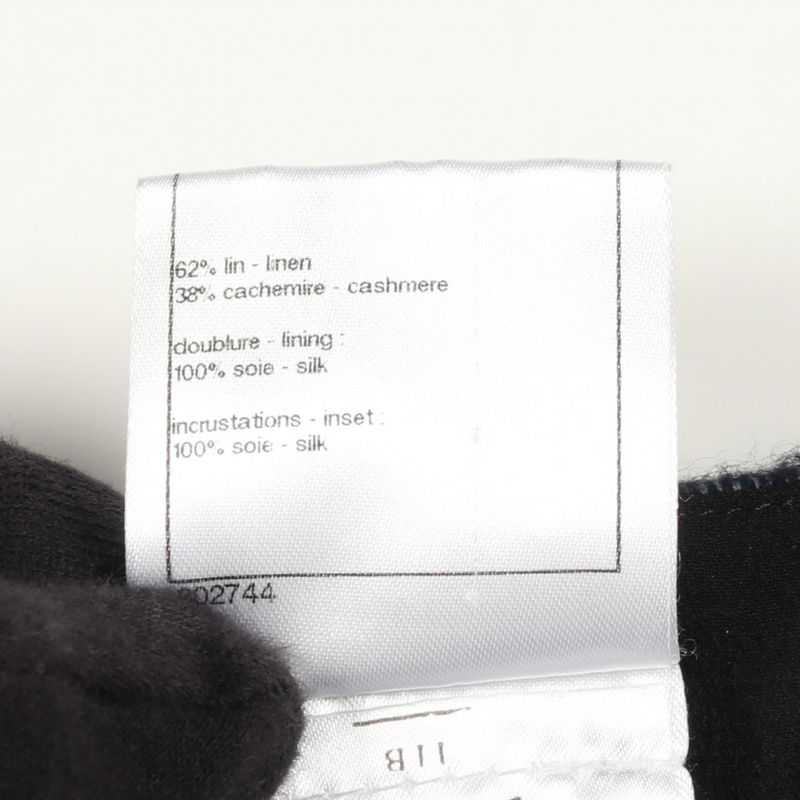 Chanel CC Logo Button Fabric Cashmere Top Shirt Navy Black
