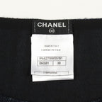 Chanel CC Logo Button Fabric Cashmere Top Shirt Navy Black