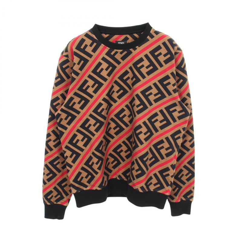 Fendi Sweatshirt Zucca Cotton Khaki Black Red