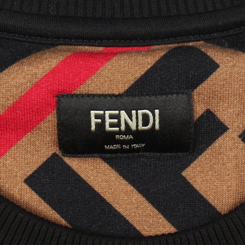 Fendi Sweatshirt Zucca Cotton Khaki Black Red