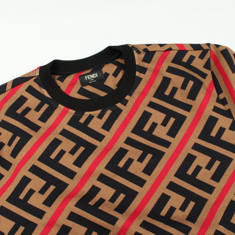 Fendi Sweatshirt Zucca Cotton Khaki Black Red