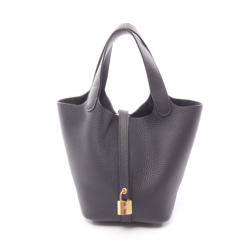 Hermes Handbag Picotin Lock PM Canvas Leather Canvas Navy