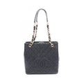 Chanel Tote Quilted Petite Shopping PST Black Leather Calf Chain