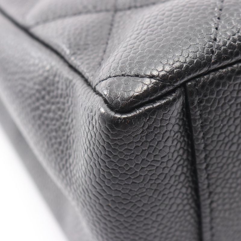 Chanel Tote Quilted Petite Shopping PST Black Leather Calf Chain