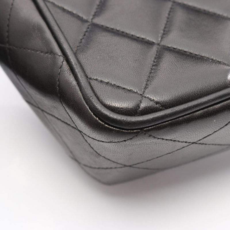 Chanel Shoulder Bag Big Quilted 30 Single Flap Black Lambskin