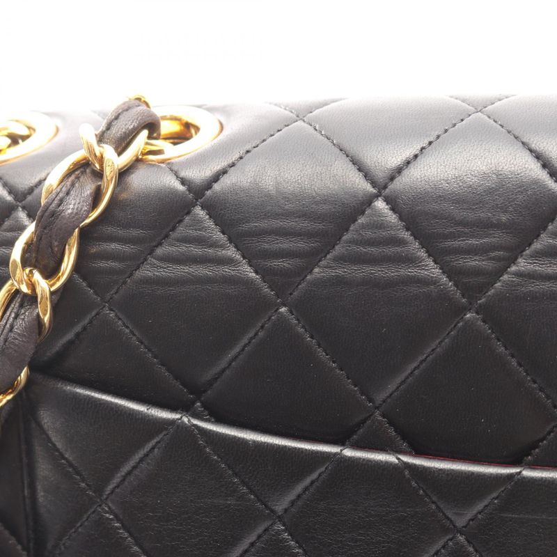 Chanel Shoulder Bag Big Quilted 30 Single Flap Black Lambskin