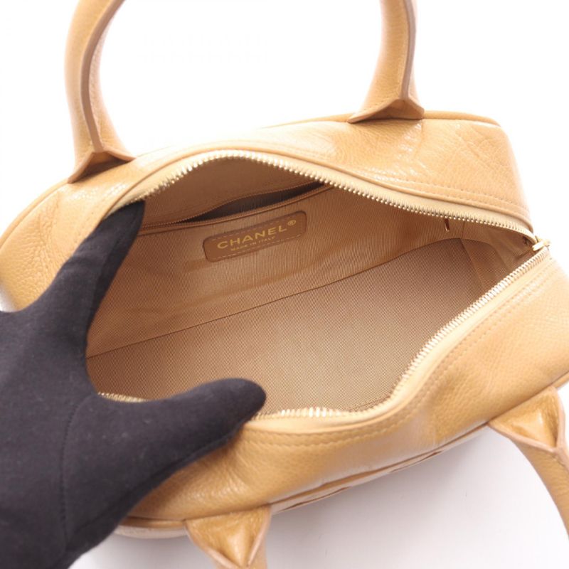 Chanel Handbag Quilted Beige Leather Calf Coco