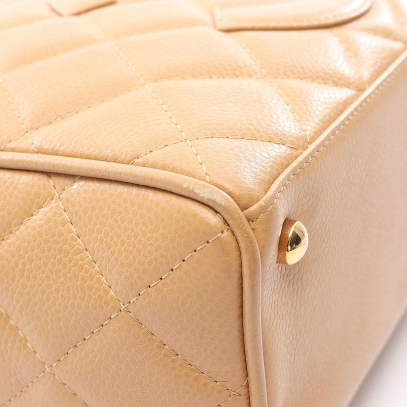 Chanel Handbag Quilted Beige Leather Calf Coco