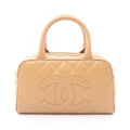 Chanel Handbag Quilted Beige Leather Calf Coco
