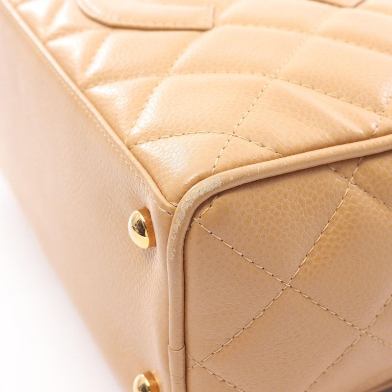 Chanel Handbag Quilted Beige Leather Calf Coco