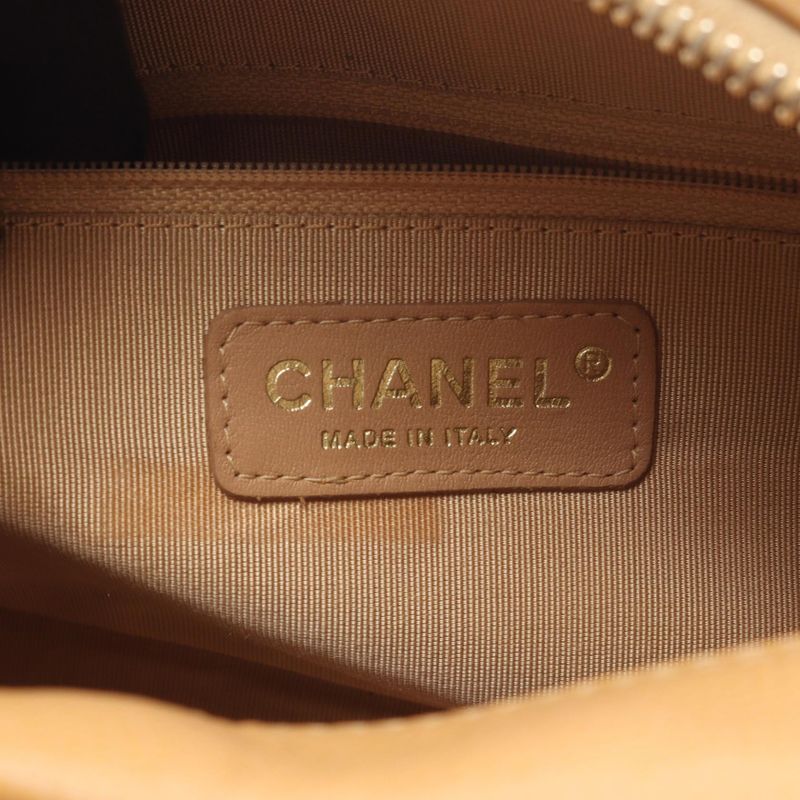 Chanel Handbag Quilted Beige Leather Calf Coco