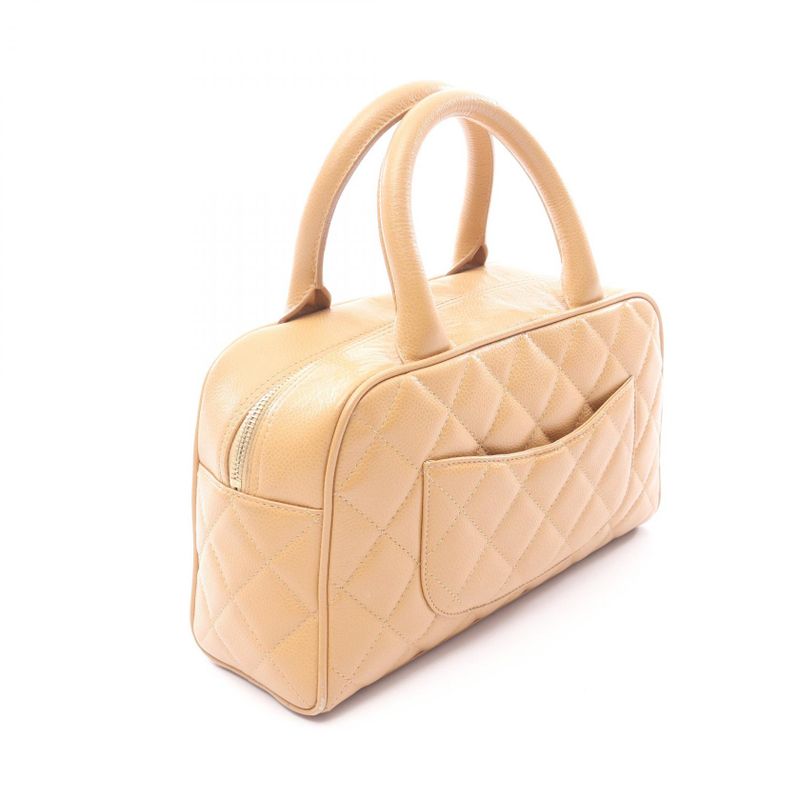 Chanel Handbag Quilted Beige Leather Calf Coco