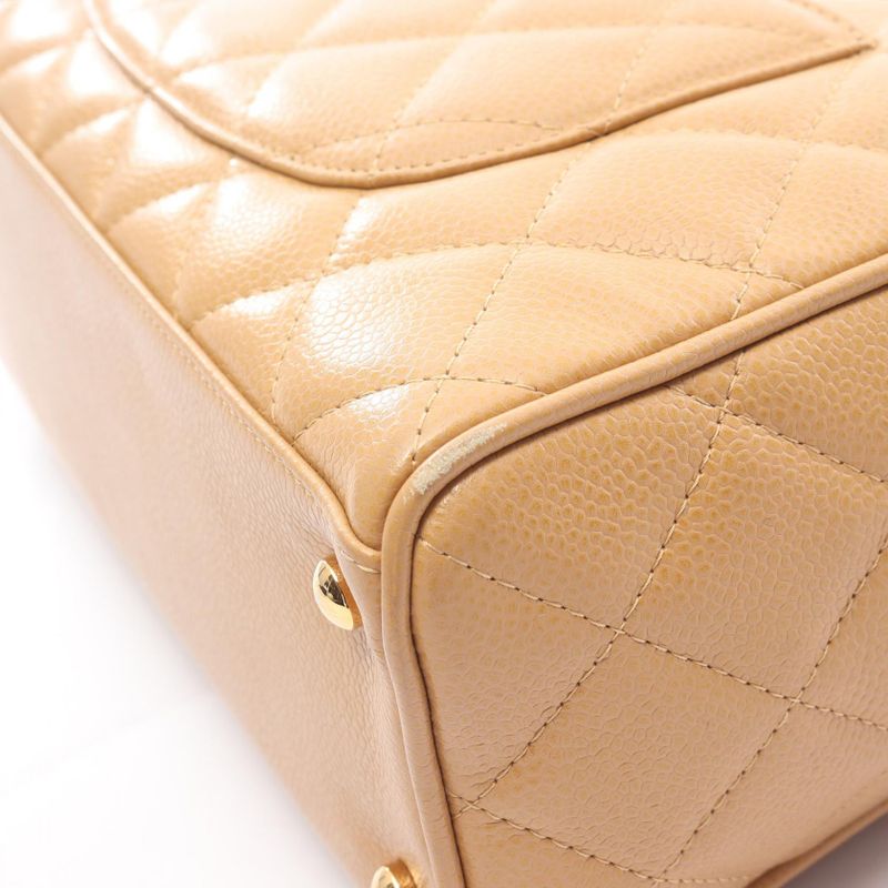 Chanel Handbag Quilted Beige Leather Calf Coco
