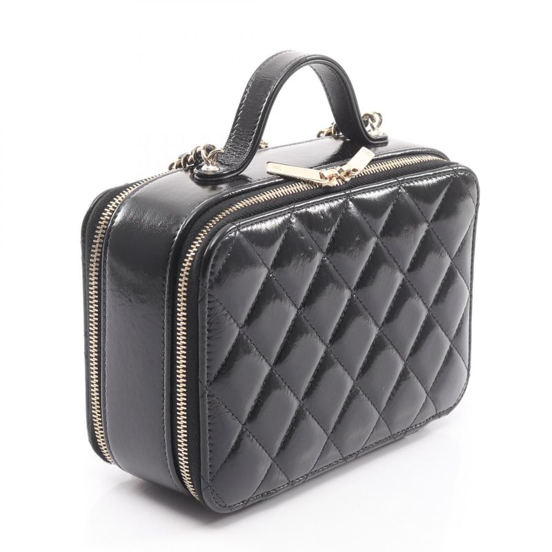 Chanel Shoulder Bag Quilted Vanity Black Leather 2-Way