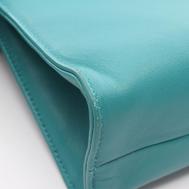 Prada Handbag Nappa Blue Green Leather Triangle Logo 2-Way
