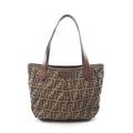 Fendi Tote Zucca Black Brown Canvas Leather