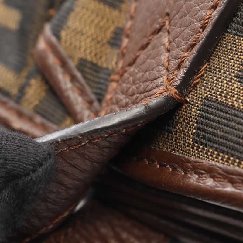 Fendi Tote Zucca Black Brown Canvas Leather