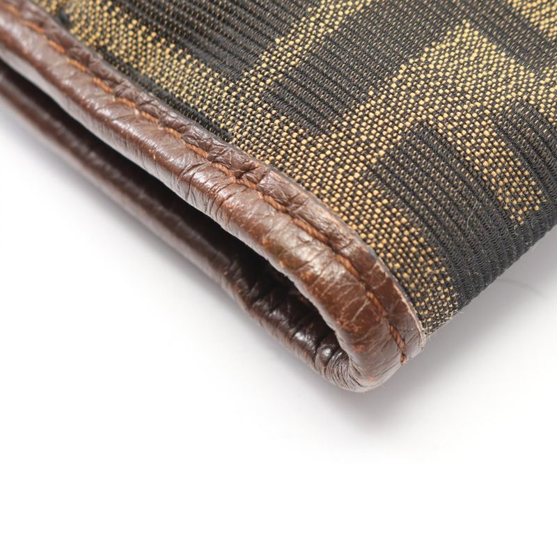 Fendi Tote Zucca Black Brown Canvas Leather