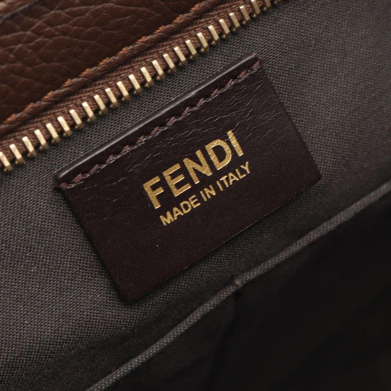 Fendi Tote Zucca Black Brown Canvas Leather