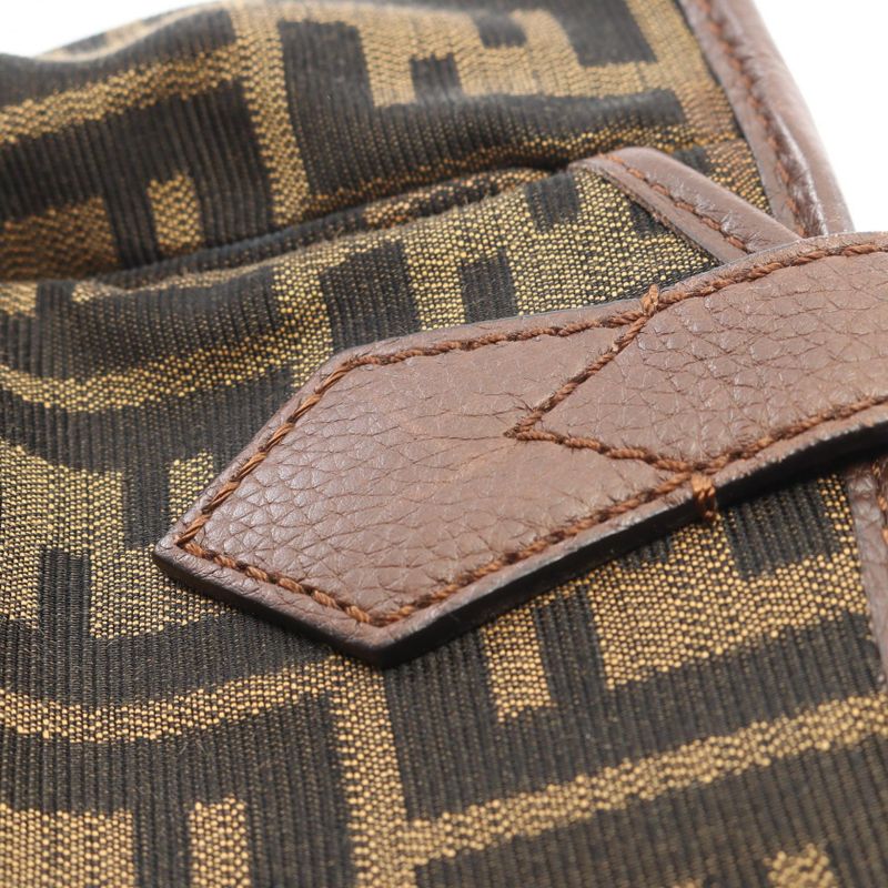 Fendi Tote Zucca Black Brown Canvas Leather
