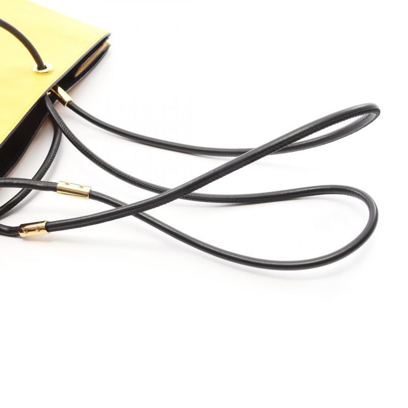 Fendi Tote Pack Shopping Yellow Leather Black