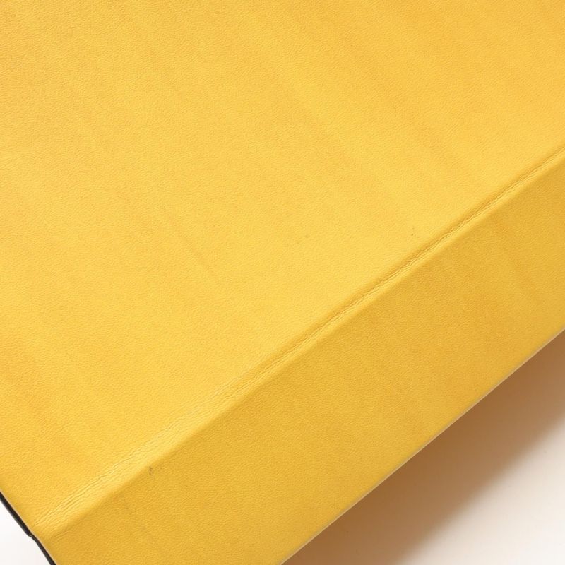 Fendi Tote Pack Shopping Yellow Leather Black