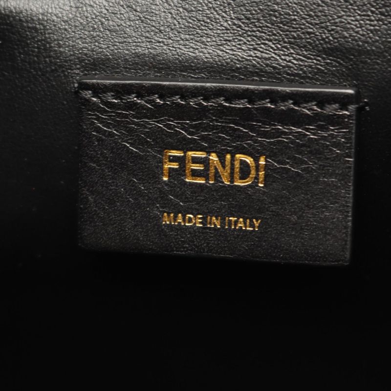 Fendi Tote Pack Shopping Yellow Leather Black