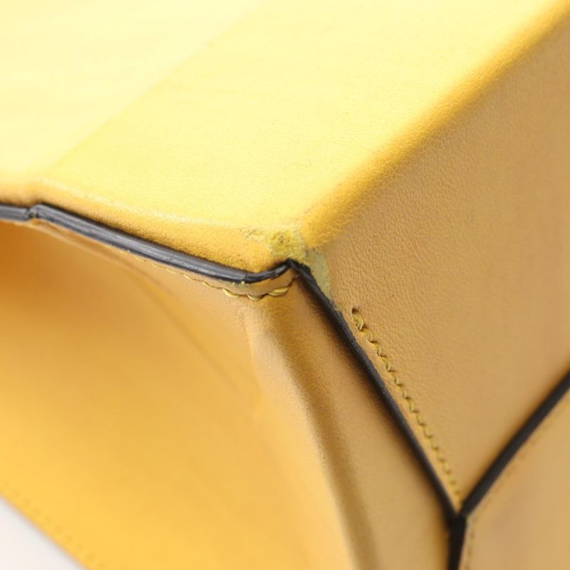 Fendi Tote Pack Shopping Yellow Leather Black