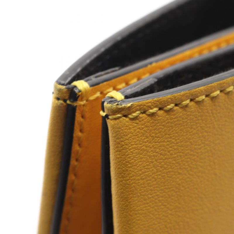 Fendi Tote Pack Shopping Yellow Leather Black