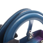 Dior Handbag Lady Dior Blue Green Purple Leather 2-Way Tote Blue Green