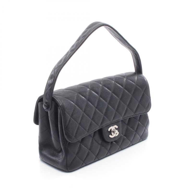 Chanel Handbag Quilted Double Face Black Leather