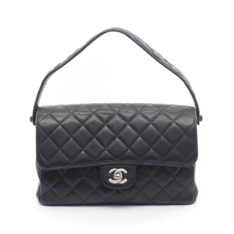 Chanel Handbag Quilted Double Face Black Leather