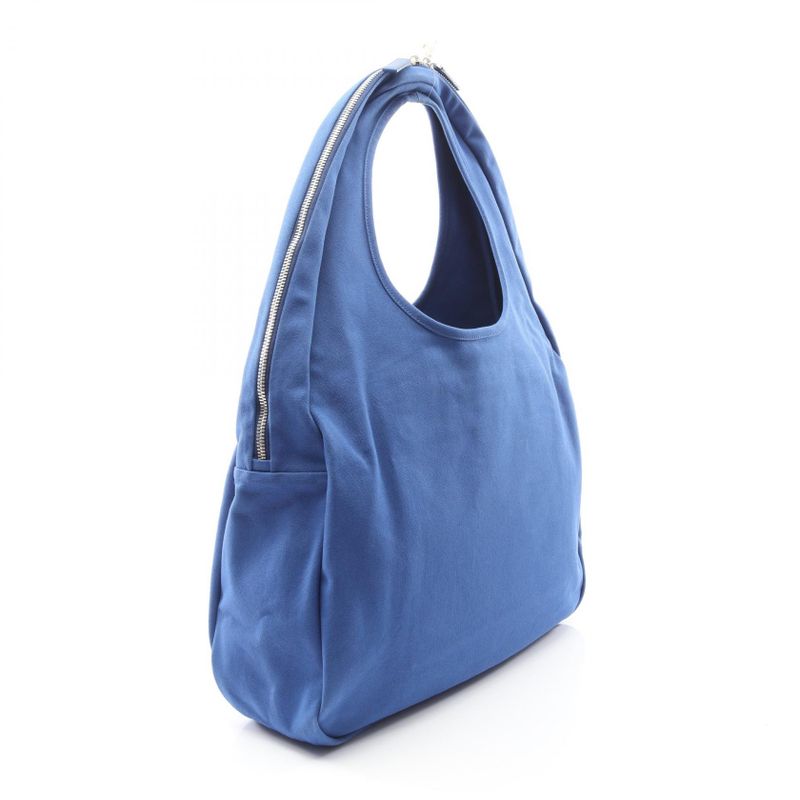 Prada Tote Canapa Blue Canvas Embossed Logo Hobo