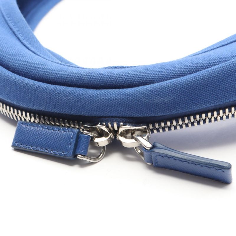 Prada Tote Canapa Blue Canvas Embossed Logo Hobo