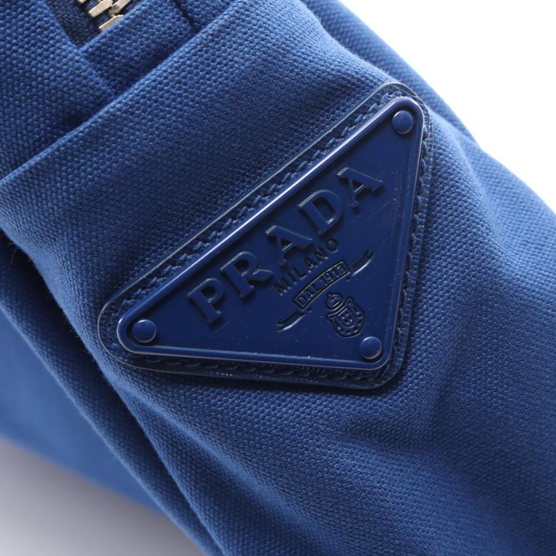 Prada Tote Canapa Blue Canvas Embossed Logo Hobo