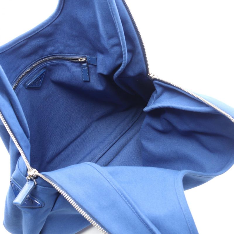 Prada Tote Canapa Blue Canvas Embossed Logo Hobo