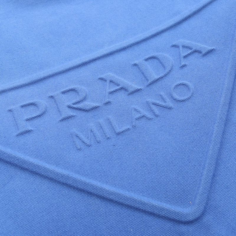 Prada Tote Canapa Blue Canvas Embossed Logo Hobo
