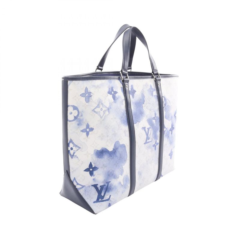Louis Vuitton Tote Weekend GM Canvas Leather White Blue