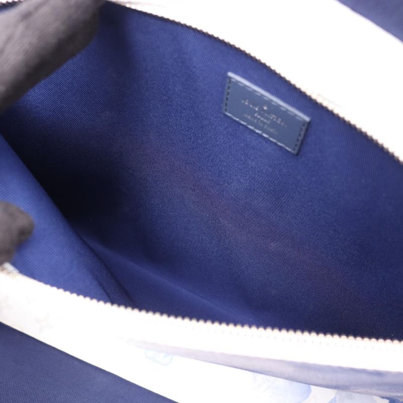 Louis Vuitton Tote Weekend GM Canvas Leather White Blue