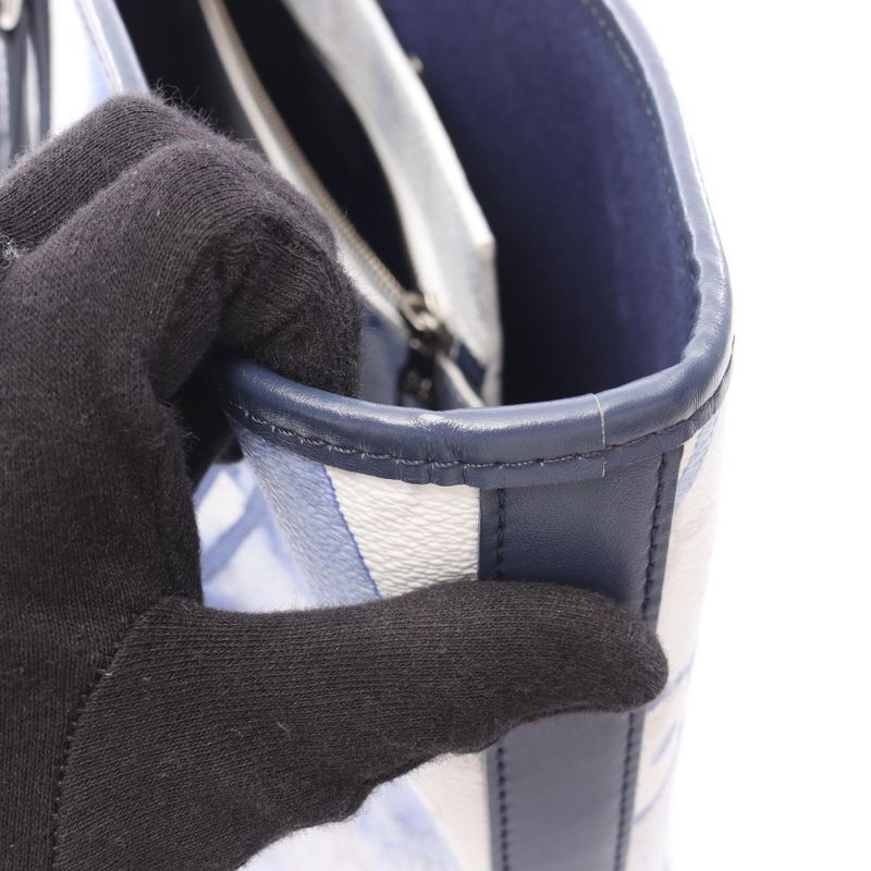 Louis Vuitton Tote Weekend GM Canvas Leather White Blue