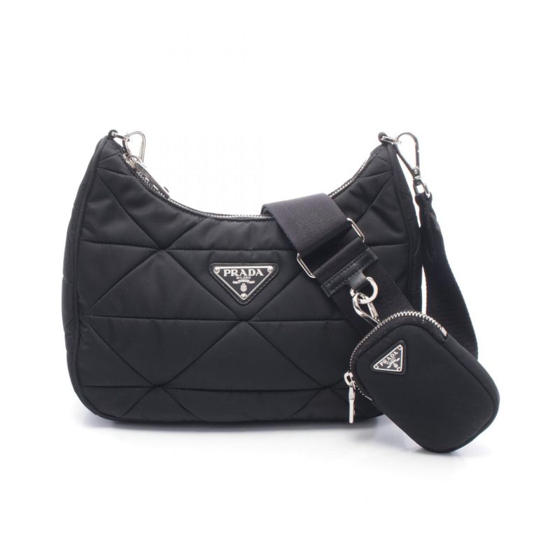 Prada Shoulder Bag Tessuto Quilting Black Nylon Montone