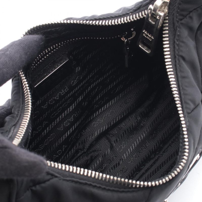Prada Shoulder Bag Tessuto Quilting Black Nylon Montone