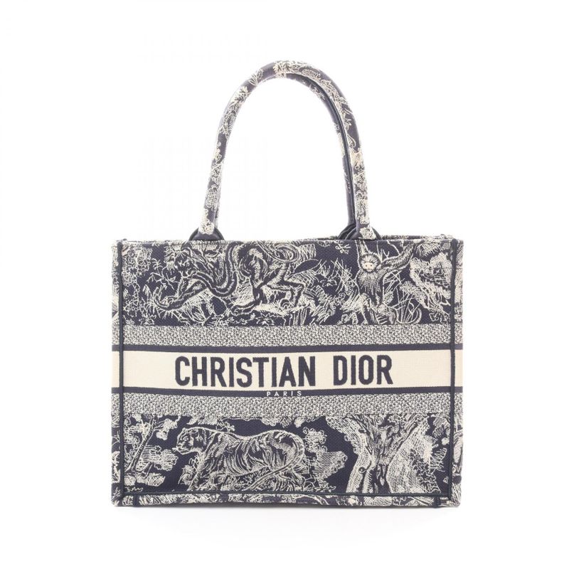Dior Tote Book Navy Canvas Beige