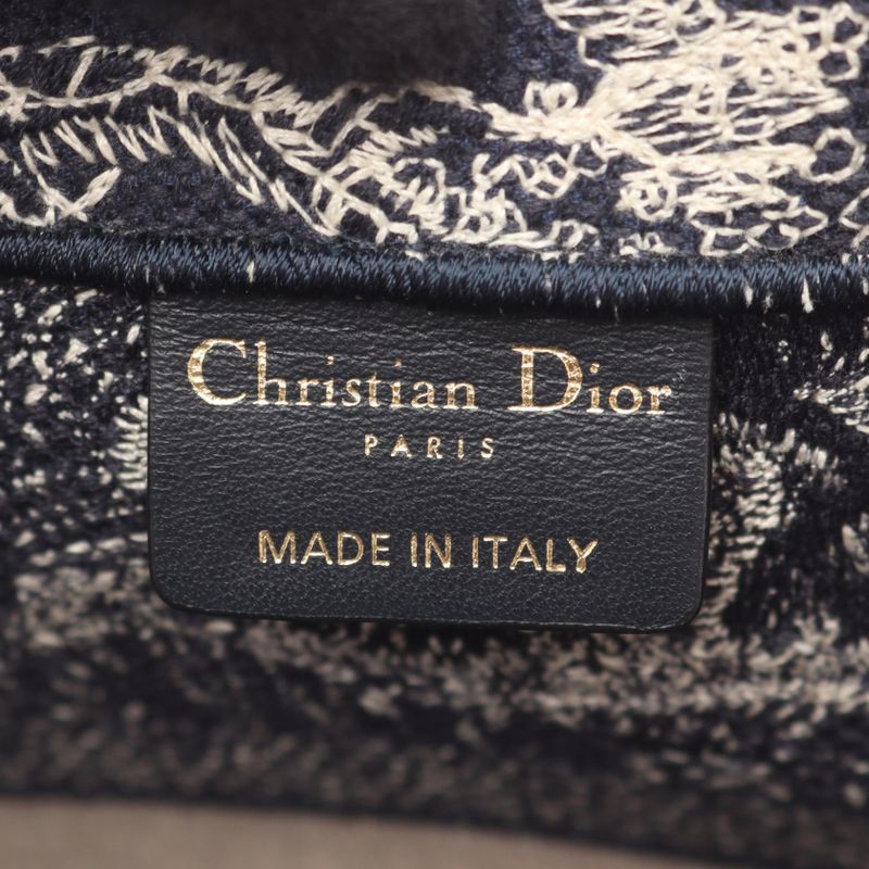 Dior Tote Book Navy Canvas Beige