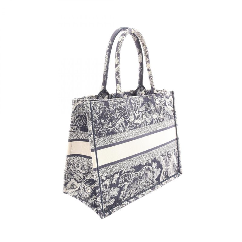 Dior Tote Book Navy Canvas Beige