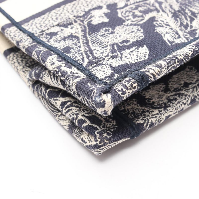 Dior Tote Book Navy Canvas Beige