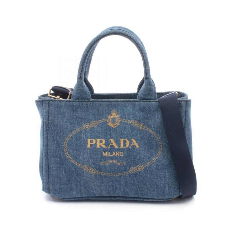 Prada Tote Denim Canapa Blue 2-Way